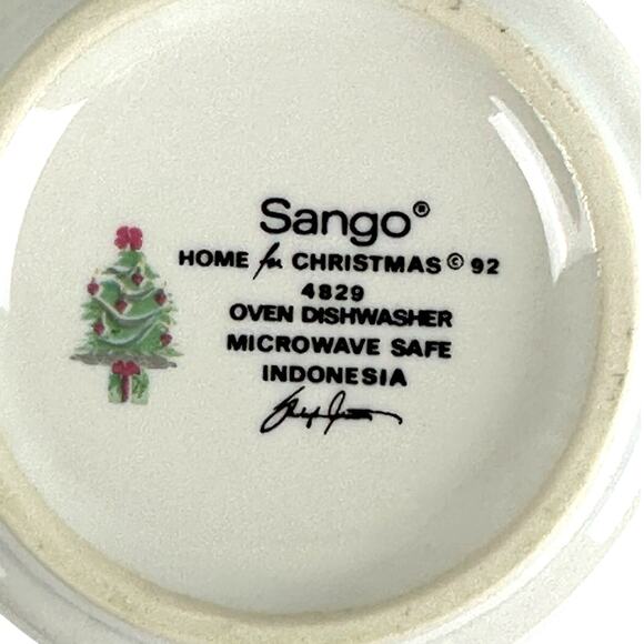 Sango Home for Christmas 1992 Indonesia Black Mark #4829 Tall Mug 4.25" - Picture 8 of 8